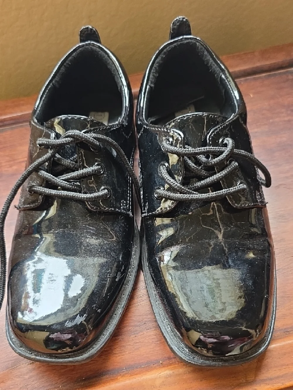 Tip Top Kids Black Patent Moccasin Lace-Up Shoes